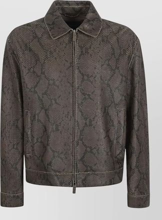 Emporio Armani leather blouson jacket python effect collar
