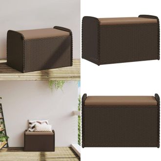 vidaXL Cassapanca con Cuscino Marrone 80x51x52 cm in Polyrattan - Cuscino da seduta - Cassapanca