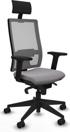 Piqueras y Crespo Piqueras Y Crespo - Horna sincro malla gris similpiel gris brazos 2D base piramidal cabecero fijo ruedas 65mm nailon