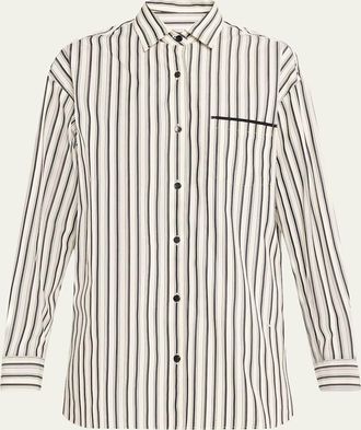 Maria McManus Striped Cotton Sateen A-Line Tunic Shirt