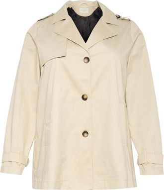 Kaffe Curve Veergrijze jas met klassieke kraag - Dames - Trenchcoats - Beige - 3XL - Jassen