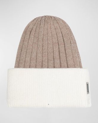 Gorski Ribbed Knit Two-Tone Beanie