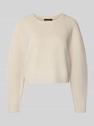 Oui Strickpullover aus Woll-Mix mit Rundhalsausschnitt in Offwhite Melange, Größe 34