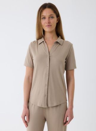 Majestic Filatures Soft Touch Short Sleeve Shirt in Desert at Nordstrom, Size 2