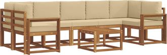 vidaXL Conjunto De Sof&aacute;s De Exterior 8 Uds. Natural Y Beige Vidaxl