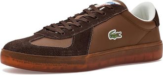 Lacoste Baseshot Pro Leather Sneakers Mens Shoes Dark Brown/Gum : 12.5 D - Medium, Leather/Suede