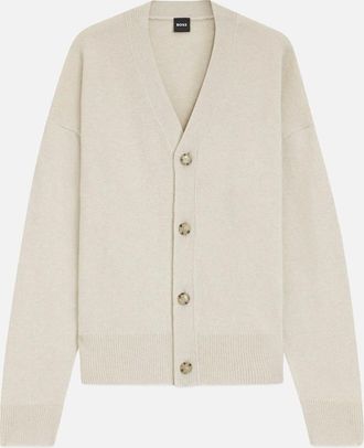 HUGO BOSS Mens C Ucone Cardigan Beige - White - Size: 42