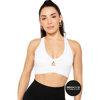 Fabletics Womens Oasis Twist Medium Impact Sports Bra in Classic White at Nordstrom, Size Xx-Large