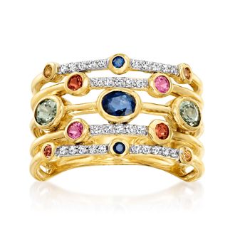 Ross-Simons Multicolored Sapphire and. Diamond Ring in 14kt Yellow Gold