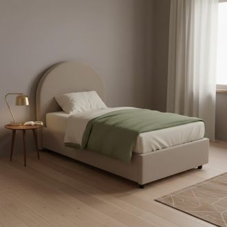 Dmora Dmora - Cama Individual Dduart, Cama Contenedor Con Tapizado En Ecopiel, 100% Made In Italy, Apertura Frontal, Adecuado Para Colch&oacute;n 80x190 Cm, T&oacute;rtol