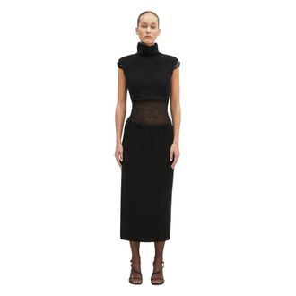 Sportmax Kleedjes, Dames, Zwart, M, Wol, Arabba Jurk