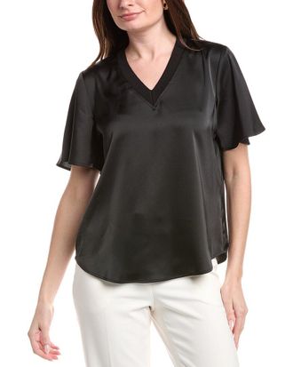 Anne Klein V-Neck Flutter Sleeve Blouse