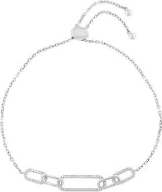 Effy Pav&eacute; Diamond Paper Clip Link Slider Bracelet in Silver at Nordstrom Rack