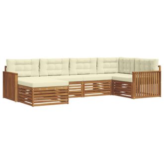 vidaXL Conjunto De Sof&aacute;s De Exterior Con Coj&iacute;n 6 Pcs Natural Y Crema Vidaxl