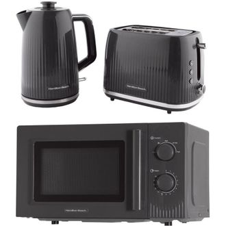 Hamilton Beach Kettle, Toaster & Microwave Set Charcoal Grey Miami Hamilton Beach HBMIAKSCH