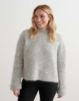 Aim'n Grey Melange - Maglione in maglia di alpaca grigio mélange