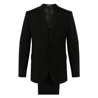 Emporio Armani Kostuums, Heren, Zwart, M, Wol, Klassiek wollen pak met 2 knopen