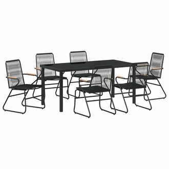Berkfield Home 7 Piece Garden Dining Set Black PVC Rattan