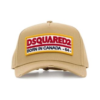Dsquared2 Logo Patch Cap - Heren - Petten - Beige - ONE Size - Katoen - Accessoires