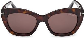 Tom Ford Linda 53mm Butterfly Sunglasses in Dark Havana/Warm Brown Lenses at Nordstrom
