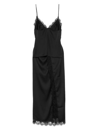 Andamane Midi-jurk met kanten afwerking - Zwart