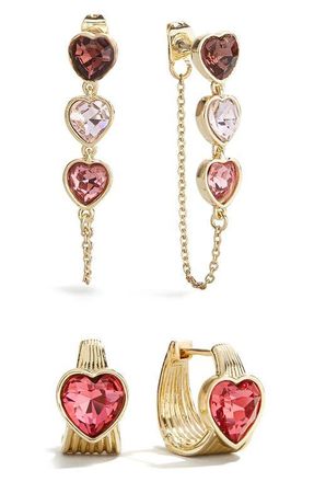 BaubleBar Alexandra Set of 2 Hoop & Front/Back Earrings in Pink at Nordstrom