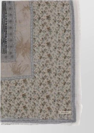 Faliero Sarti floral stole silk nylon blend frayed edges