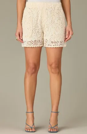 Wit & Wisdom Skyrise Cotton Eyelet Glider Shorts in Ecru at Nordstrom, Size X-Large