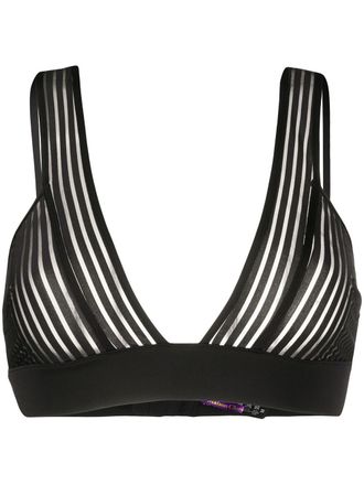 Maison Close striped triangle bra - Black