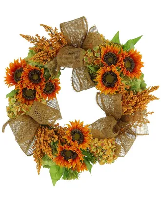 Creative Displays Inc. 26In Sunflower, Hydrangea And Heather Fall Wreath