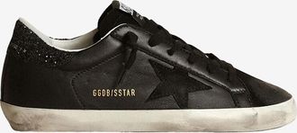 Golden Goose Niedrige Nappa- und Wildledersneakers mit Glitter Super Star
