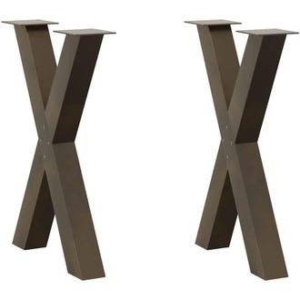 vidaXL Patas Para Mesa De Comedor En Forma De X (2 Unidades, Acero Natural, 50 X 72-73 Cm) Vidaxl