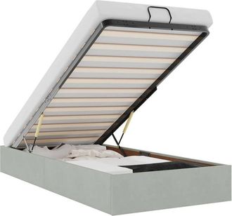 vidaXL Estructura De Cama Otomana Sin Colch&oacute;n Terciopelo Gris Claro Vidaxl