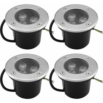 Elle Paquete De 4 Focos Led Empotrables Para Exteriores De 3 W, Ip65, 270 L&uacute;menes, Downlights Led Redondos Para Patio, Iluminaci&oacute;n Exterior Para Jard&iacute;n, Ca