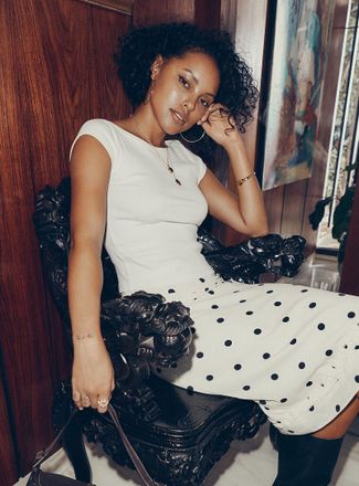 Icone Womens Finely ribbed cap-sleeve cropped T-shirt