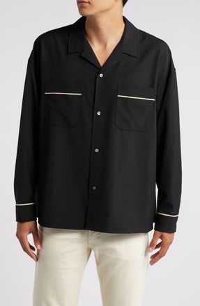 Frame Denim Long Sleeve Camp Shirt in Black at Nordstrom, Size Small