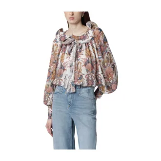 Farm Rio FARM Rio, Blouses, female, Multicolor, Size: XS Sea Garden Long Sleeve Blouse
