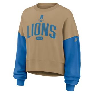 Nike Detroit Lions Rewind Nike Womens NFL Pullover Crew in Brown | 01D70EZU9SV-ZKC
