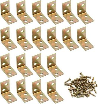 OEM Juego De 20 Soportes De Montaje En &Aacute;ngulo Recto Con Conectores De Madera, Aptos Para Estantes, Armarios Y Tabiques (23 X 23 X 32 Mm)