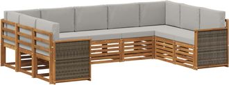 vidaXL Conjunto De Sof&aacute;s De Exterior 7 Uds. Natural Y Gris Claro Vidaxl