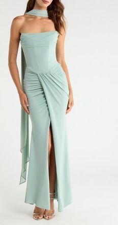 House of CB Portia Strapless Cocktail Dress in Jade at Nordstrom, Size X-Large