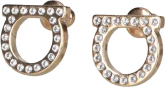 Ferragamo Stud Ganc D12 Crystal Gold-Tone Earrings