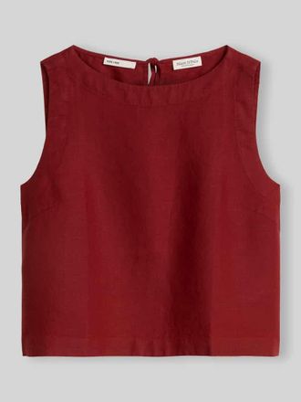 Marc O'Polo Regular Fit Blusentop aus reinem Leinen in Bordeaux, Gr&ouml;&szlig;e 44
