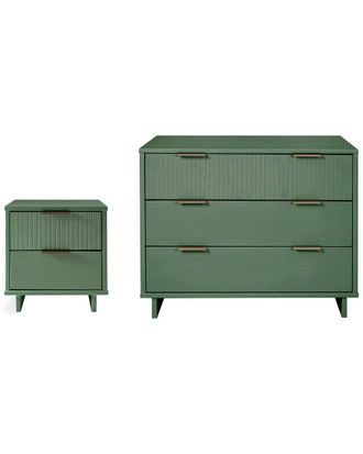 Manhattan Comfort 2Pc Granville Modern Solid Wood Standard Dresser & Nightstand Set