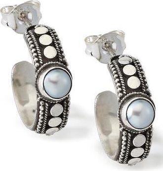Samuel B. Sterling Silver Dot Hoop Earrings in Pearl at Nordstrom Rack
