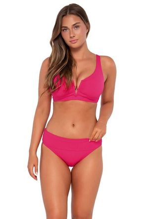 Sunsets Vienna V-Wire Bikini Swimsuit Top - DD Cup in Begonia Sandbar Rib at Nordstrom, Size 34