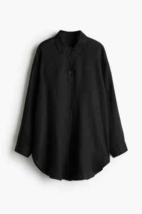 H&M Strandbluse aus Leinen - Schwarz