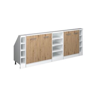 Vicco Armario De Cocina Para Techo Inclinado R-line, Roble Artesanal/blanco, 210 Cm Lote De 5, Vicco