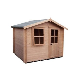 Shires Avesbury Log Cabin Home Office Garden Room Approx 8 x 8 Feet in Brown
