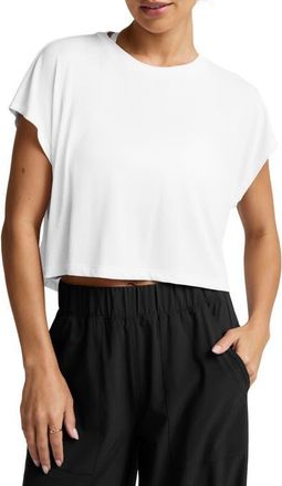 Beyond Yoga Studio Knit Crop T-Shirt in White at Nordstrom, Size X-Large